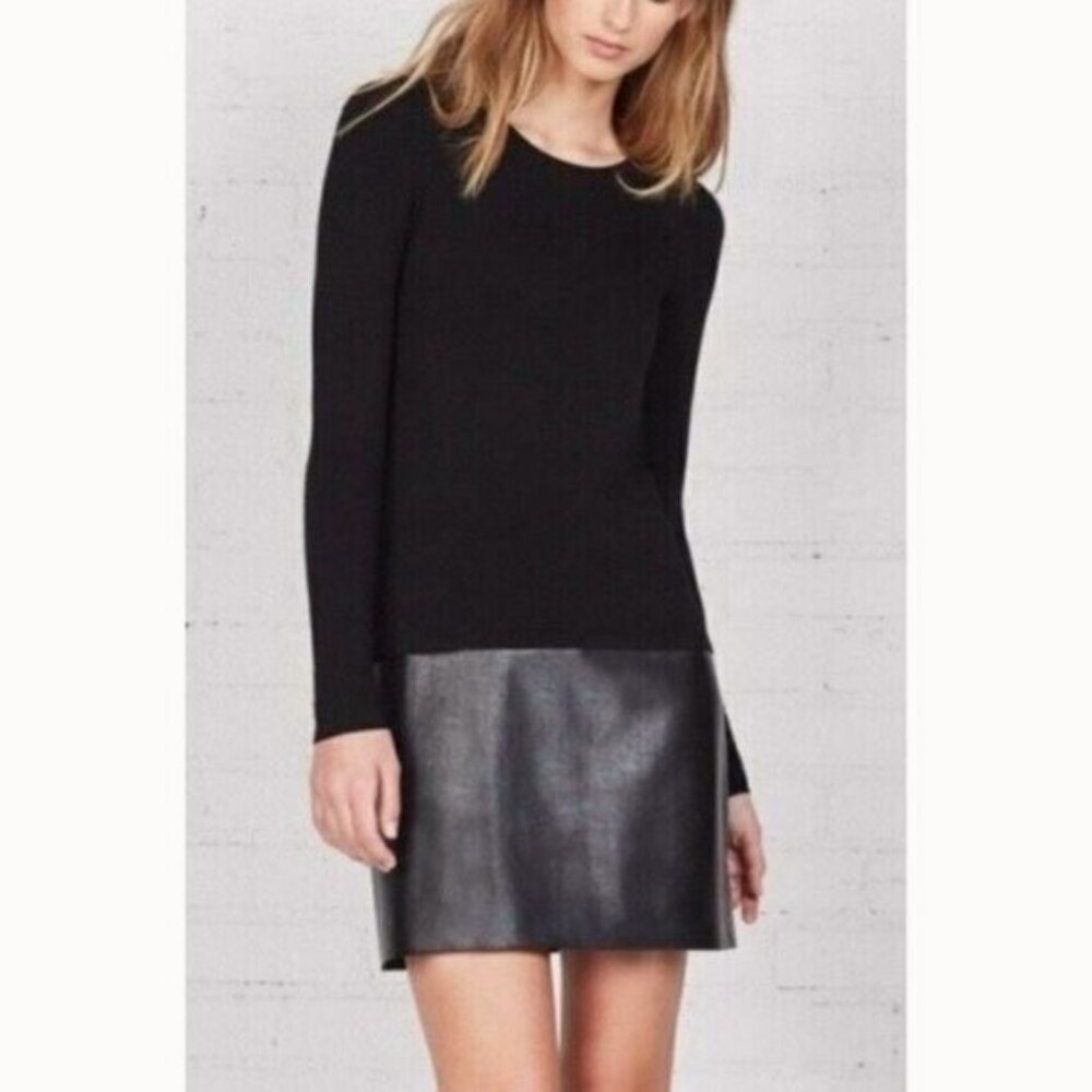 Bailey 44 Women’s XL Faux Leather Hem Dress XL Quiet Luxury Edgy Sophisticated